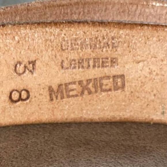 Genuine Leather Retro Indie Brown embossed design snap button attachment size 38 - Picture 6 of 9